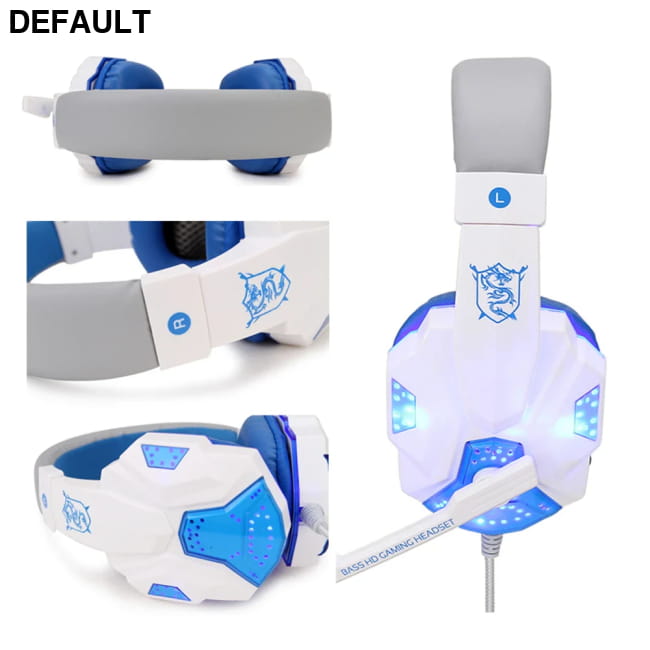Wired Gaming Headphones With LED Light Noise-cancelling Blue Headsets