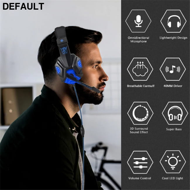 Wired Gaming Headphones with Mic for PS5 Xbox Smartphone and PC LOGO LED Light 2