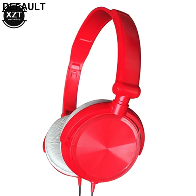 Wired Headphones Over Ear Headsets HD Sound Bass HiFi red with MIC