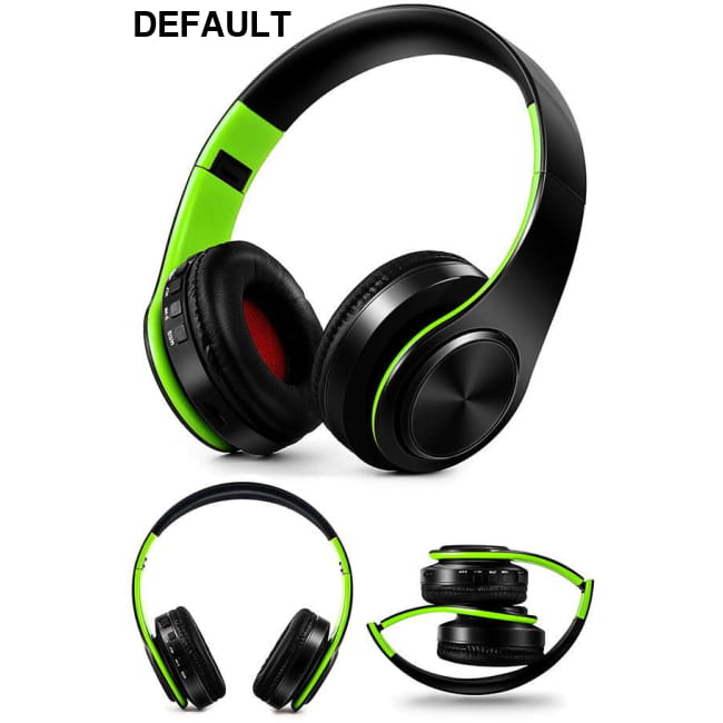 Wireless Bluetooth Headphones Foldable Stereo Headset Music black green Over-Ear