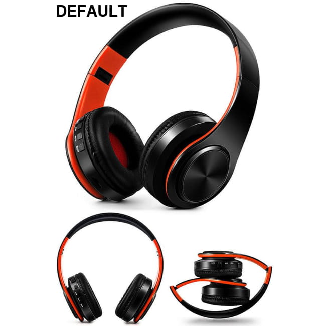 Wireless Bluetooth Headphones Foldable Stereo Headset Music black orange Over-Ear