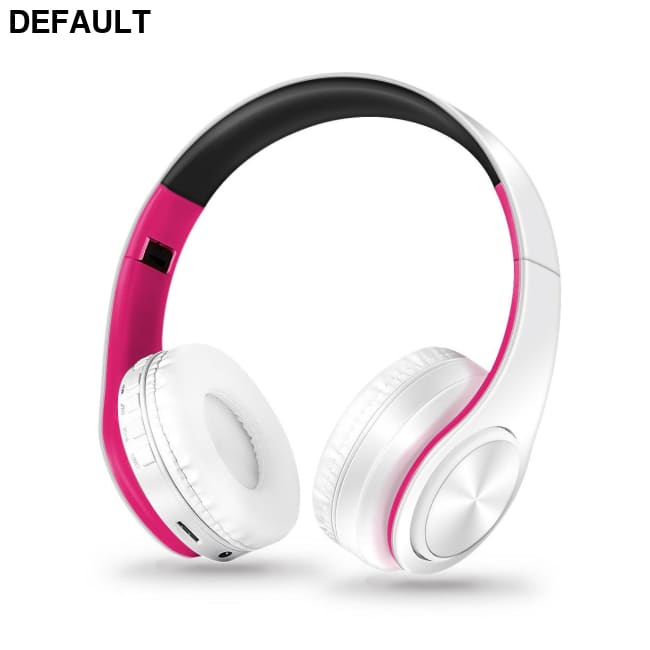 Wireless Bluetooth Headphones Foldable Stereo Headset Music Earphone with Microphone Support TF Card FM Radio AUX white