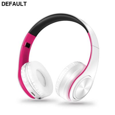 Wireless Bluetooth Headphones Foldable Stereo Headset Music Earphone with Microphone Support TF Card FM Radio AUX white