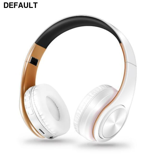 Wireless Bluetooth Headphones Foldable Stereo Headset Music White gold Over-Ear