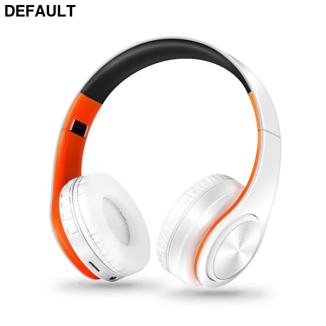 Wireless Bluetooth Headphones Foldable Stereo Headset Music white orange Over-Ear