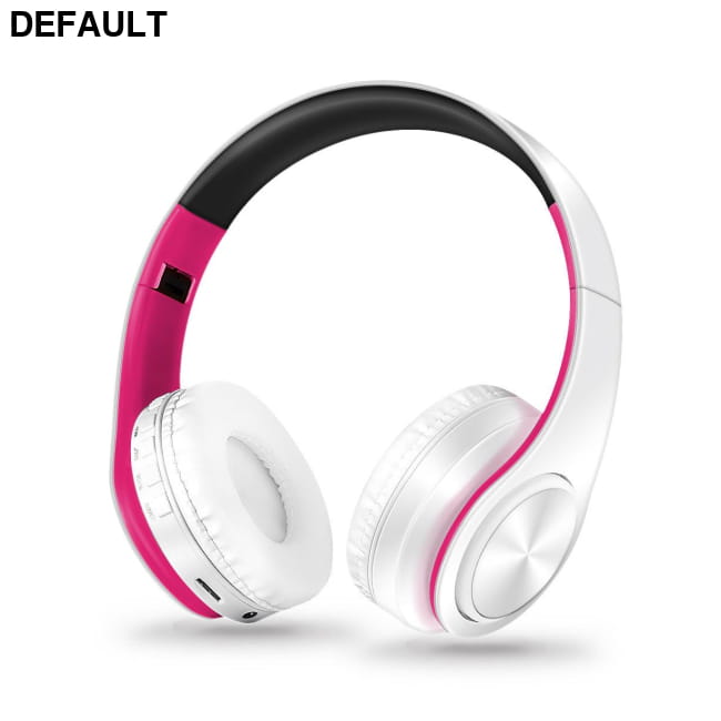 Wireless Bluetooth Headphones Foldable Stereo Headset Music white pink Over-Ear