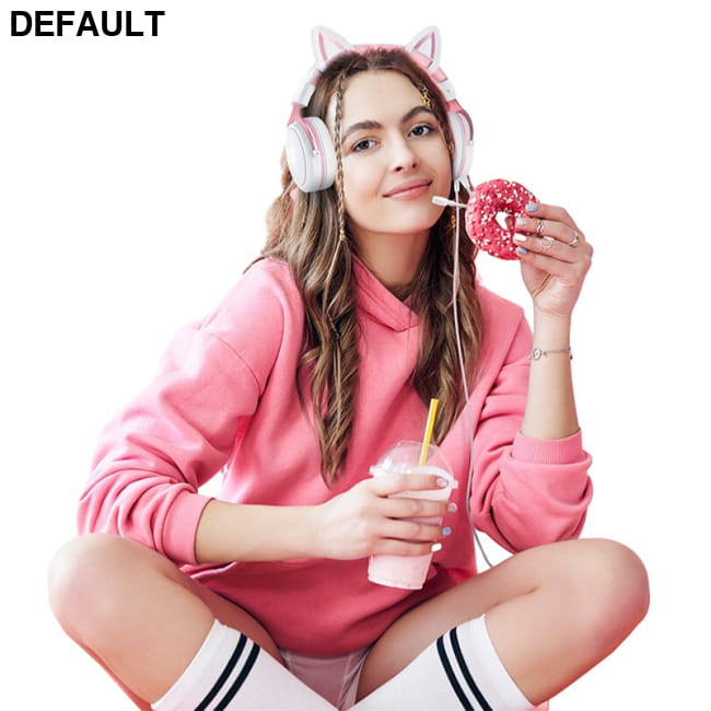 wireless cat ear headphonessss pink / CN Wired Headphones Electronics