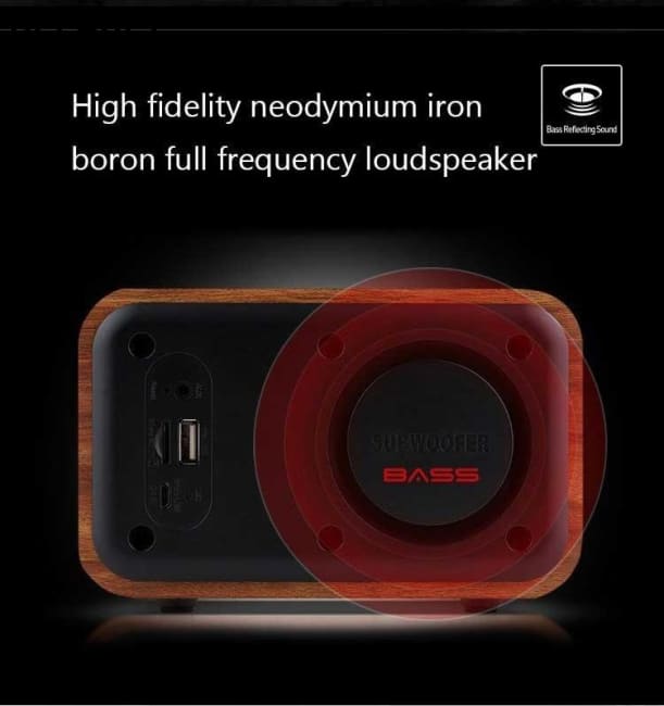 Wireless Wooden Portable Bluetooth Speaker Subwoofer with FM Radio Alarm Clock Caixa De Som Remote Control Altavoces