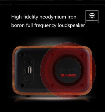 Wireless Wooden Portable Bluetooth Speaker Subwoofer with FM Radio Alarm Clock Caixa De Som Remote Control Altavoces