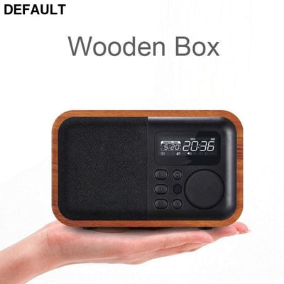 Wireless Wooden Portable Bluetooth Speaker Subwoofer with FM Radio Alarm Clock Caixa De Som Remote Control Altavoces