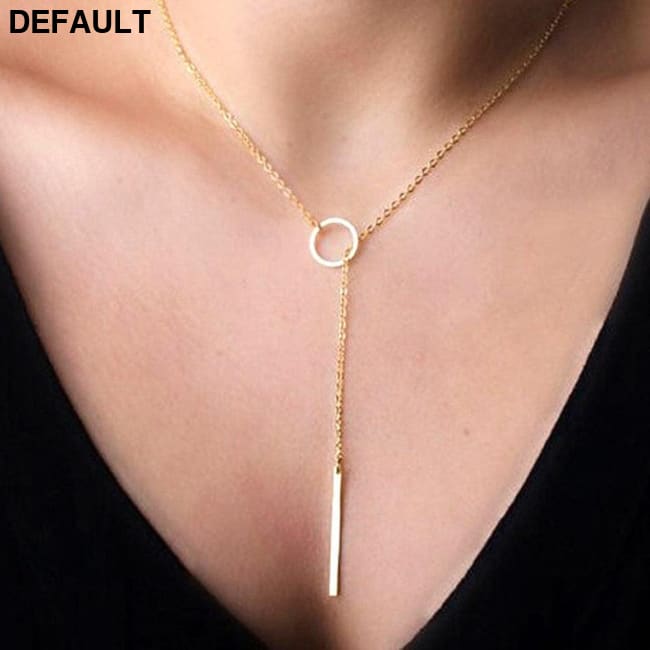 Women Accessories Hot Fashion Gold Silver Metal Chain Bar Circle Lariat Necklace Long Strip Pendant Necklaces Jewelry