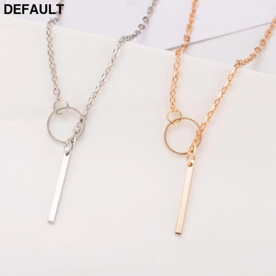 Women Accessories Hot Fashion Gold Silver Metal Chain Bar Circle Lariat Necklace Long Strip Pendant Necklaces Jewelry