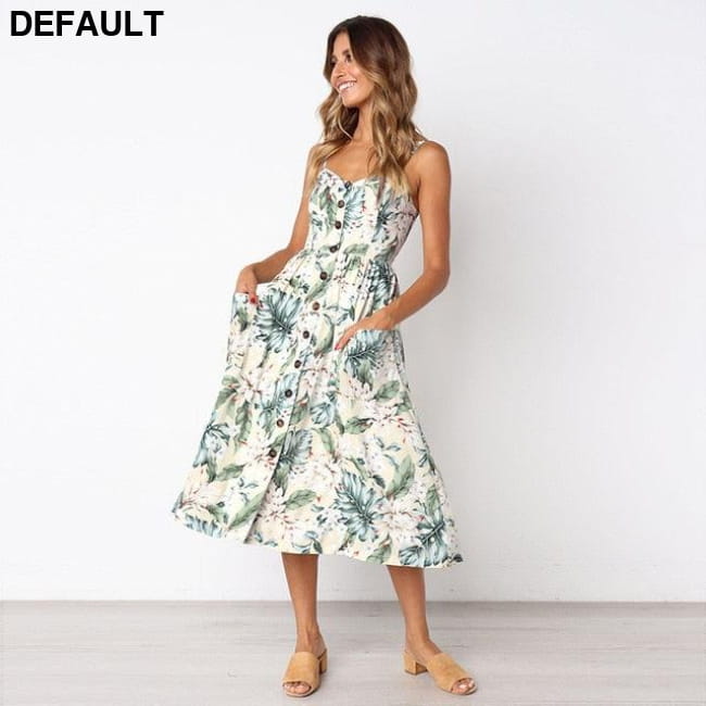 Women Floral Stripe Long Sleevele Button Beach Boho Midi Dress 8007-Yellowish / M Jumpsuits & Rompers Best Selling