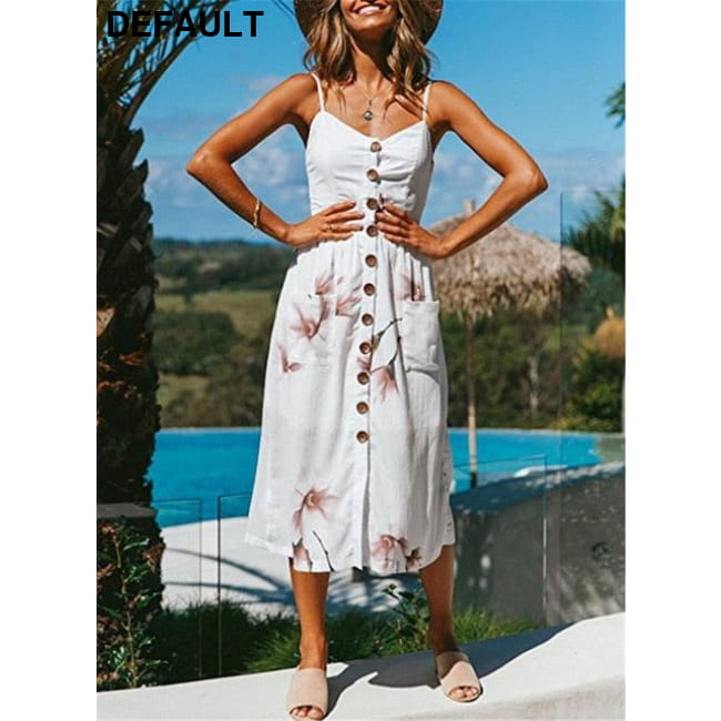 Women Floral Stripe Long Sleevele Button Beach Boho Midi Dress Jumpsuits & Rompers Best Selling Products Dresses