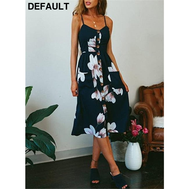 Women Floral Stripe Long Sleevele Button Beach Boho Midi Dress Jumpsuits & Rompers Best Selling Products Dresses