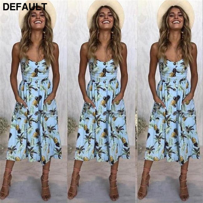 Women Floral Stripe Long Sleevele Button Beach Boho Midi Dress Jumpsuits & Rompers Best Selling Products Dresses