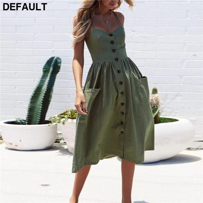 Women Floral Stripe Long Sleevele Button Beach Boho Midi Dress TS-8005-AG / XXL Jumpsuits & Rompers Best Selling