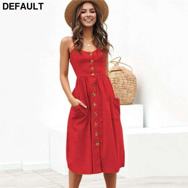 Women Floral Stripe Long Sleevele Button Beach Boho Midi Dress TS-8022-RD / S Jumpsuits & Rompers Best Selling Products