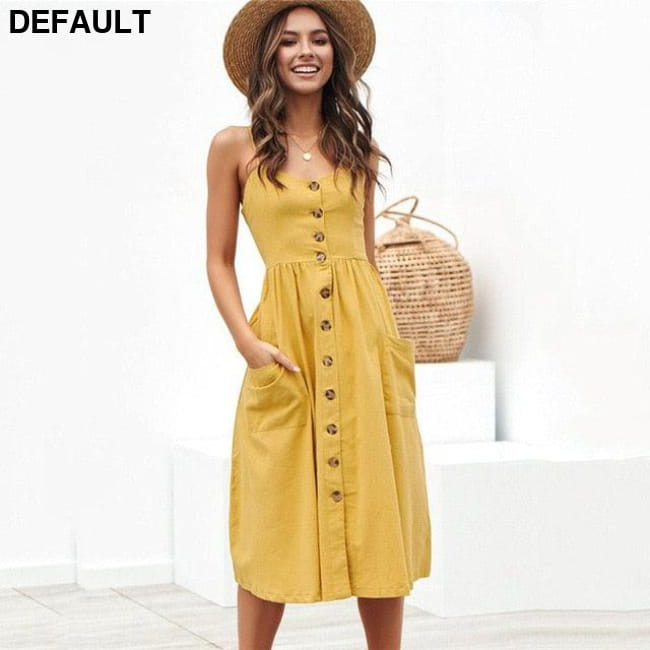 Women Floral Stripe Long Sleevele Button Beach Boho Midi Dress TS-8022-YE / S Jumpsuits & Rompers Best Selling Products