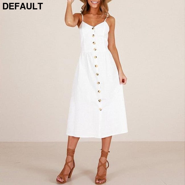 Women Floral Stripe Long Sleevele Button Beach Boho Midi Dress TS-8023-White / XXL Jumpsuits & Rompers Best Selling