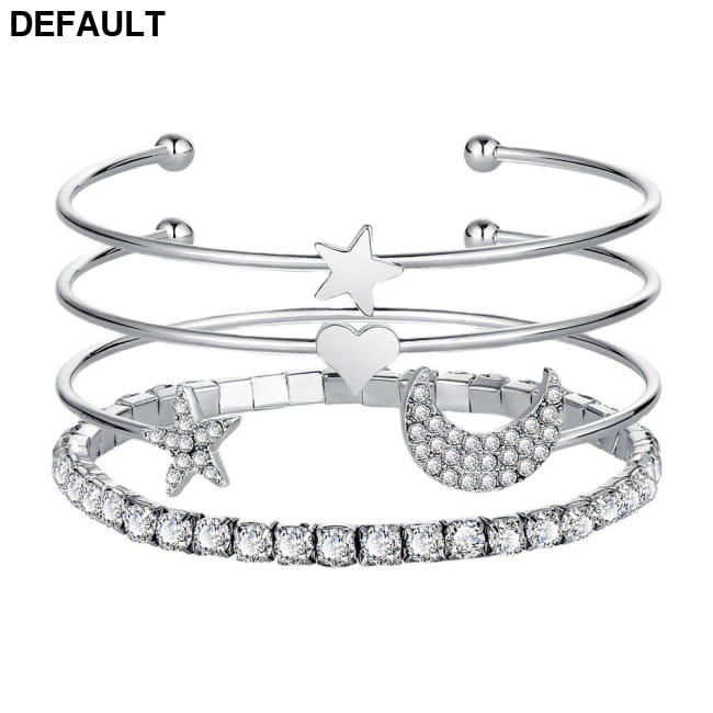 Women Moon Stars Cuff Bracelets Bangles Simple Gifts Silver Best Selling Products