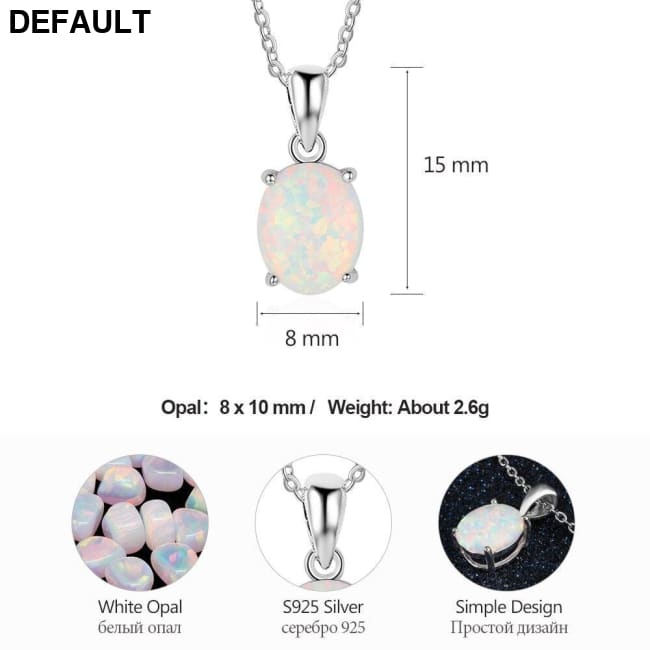 Women S925 Sterling Silver Pendant Necklaces Created Oval Opal Necklace Birthday Gifts for Wife