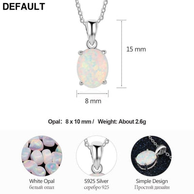 Women S925 Sterling Silver Pendant Necklaces Created Oval Opal Necklace Birthday Gifts for Wife