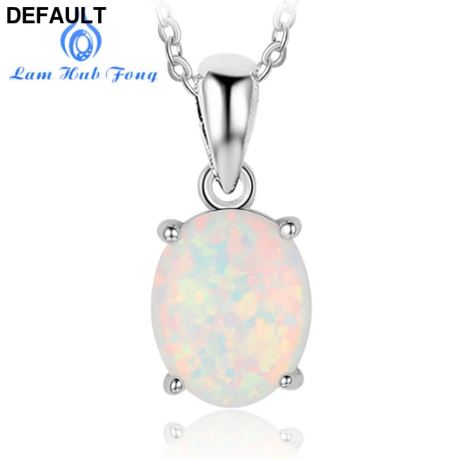 Women S925 Sterling Silver Pendant Necklaces Created Oval Opal Necklace Birthday Gifts for Wife