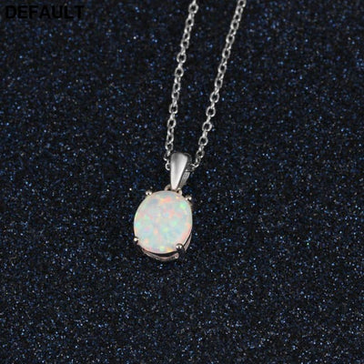 Women S925 Sterling Silver Pendant Necklaces Created Oval Opal Necklace Birthday Gifts for Wife