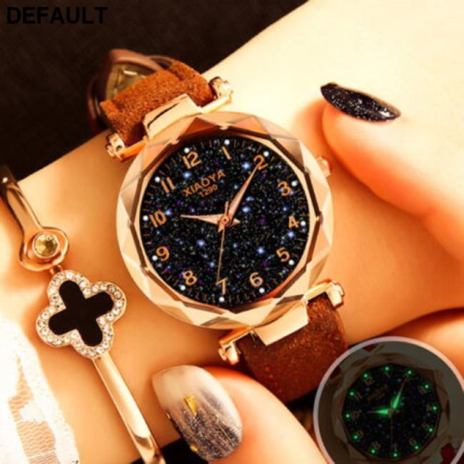 Women Watches Best Sell Star Sky Dial Clock Luxury Rose Brown Selling Products