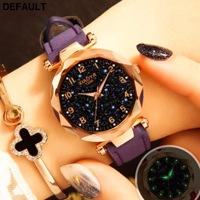 Women Watches Best Sell Star Sky Dial Clock Luxury Rose Purple Selling Products