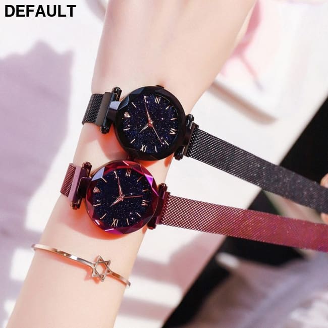 Women’s Fashion Starry Sky Watches Magnet Buckle Mesh Belt Diamond Quartz Watch Women Dress Clock