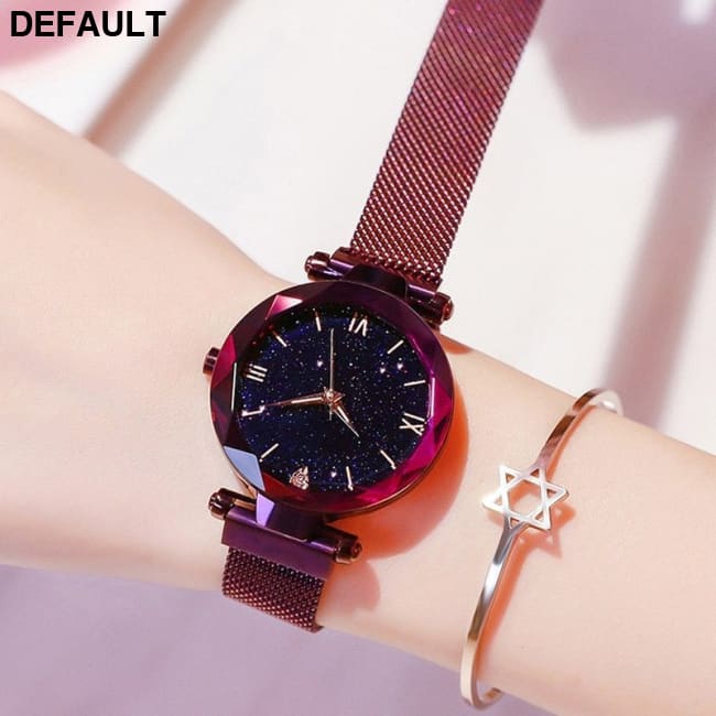 Women’s Fashion Starry Sky Watches Magnet Buckle Mesh Belt Diamond Quartz Watch Women Dress Clock