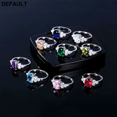 Women’s Jewelry S925 Silver Rings White Pink Light Blue Champagne Zircon Oval Wedding Ring Sterling