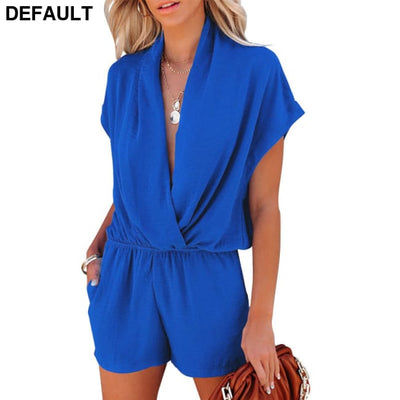 Women’s Solid Color And V-neck Slimming Jumpsuit 2XL / Blue Jumpsuits & Rompers Best Selling Products