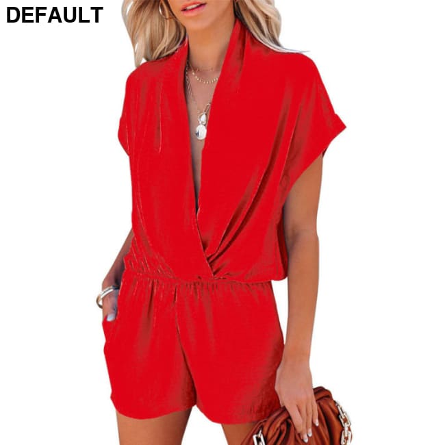 Women’s Solid Color And V-neck Slimming Jumpsuit 2XL / Red Jumpsuits & Rompers Best Selling Products