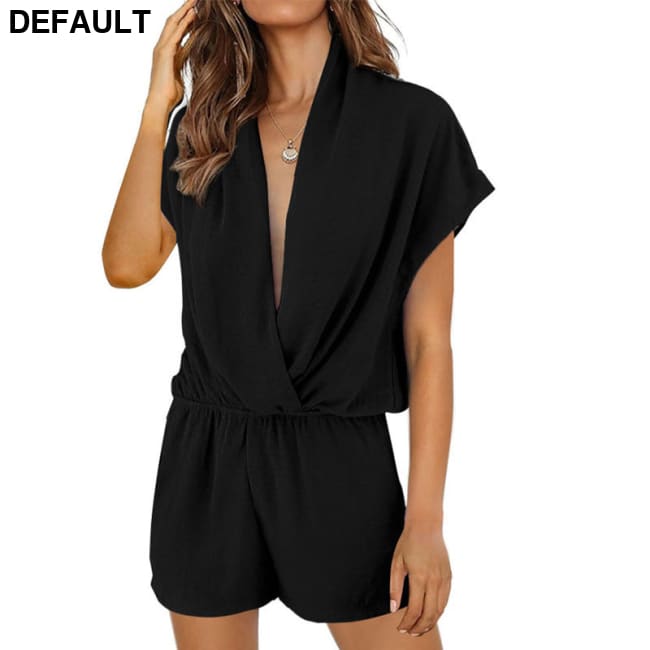 Women’s Solid Color And V-neck Slimming Jumpsuit S / Black Jumpsuits & Rompers Best Selling Products