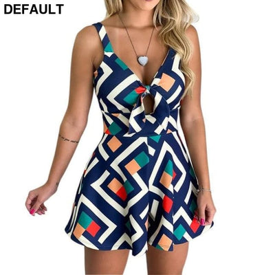 Women’s Summer Leopard Print Jumpsuit Shorts Casual Short Sleeve V-neck Beach Rompers Sleeveless Bodycon Sexy Party