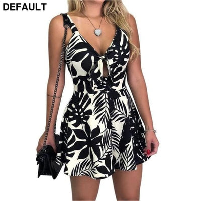 Women’s Summer Leopard Print Jumpsuit Shorts Casual Short Sleeve V-neck Beach Rompers Sleeveless Bodycon Sexy Party