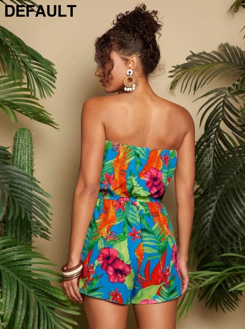 Women’s Vacation Strapless Colorful Flower Pattern Printed Romper Jumpsuits & Rompers Best Selling Products