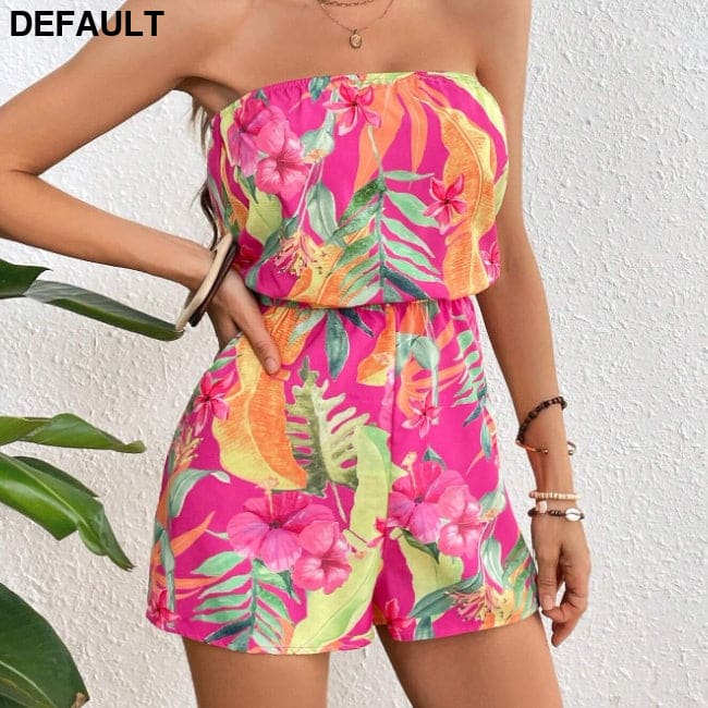 Women’s Vacation Strapless Colorful Flower Pattern Printed Romper Jumpsuits & Rompers Best Selling Products