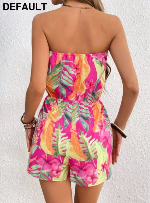 Women’s Vacation Strapless Colorful Flower Pattern Printed Romper Jumpsuits & Rompers Best Selling Products