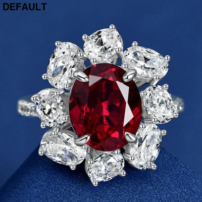 Wong Rain Luxury 100% 925 Sterling Silver Oval Cut Ruby High Carbon Diamonds Gemstone Wedding Rings Fine Jewelry
