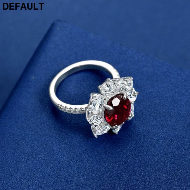 Wong Rain Luxury 100% 925 Sterling Silver Oval Cut Ruby High Carbon Diamonds Gemstone Wedding Rings Fine Jewelry