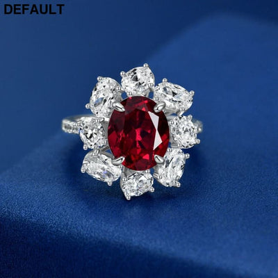 Wong Rain Luxury 100% 925 Sterling Silver Oval Cut Ruby High Carbon Diamonds Gemstone Wedding Rings Fine Jewelry