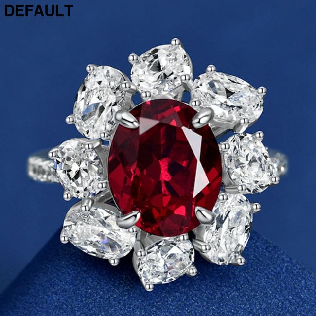 Wong Rain Luxury 100% 925 Sterling Silver Oval Cut Ruby High Carbon Diamonds Gemstone Wedding Rings Fine Jewelry