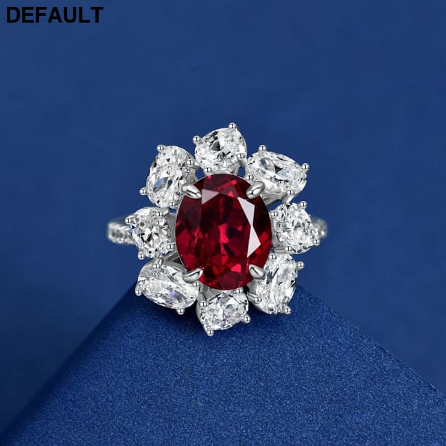 Wong Rain Luxury 100% 925 Sterling Silver Oval Cut Ruby High Carbon Diamonds Gemstone Wedding Rings Fine Jewelry