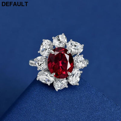 Wong Rain Luxury 100% 925 Sterling Silver Oval Cut Ruby High Carbon Diamonds Gemstone Wedding Rings Fine Jewelry
