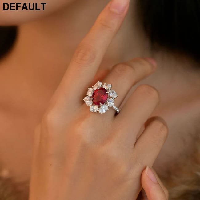 Wong Rain Luxury 100% 925 Sterling Silver Oval Cut Ruby High Carbon Diamonds Gemstone Wedding Rings Fine Jewelry