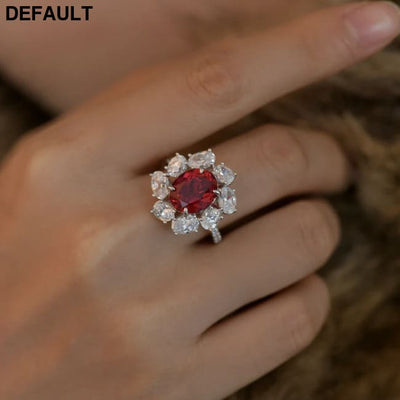 Wong Rain Luxury 100% 925 Sterling Silver Oval Cut Ruby High Carbon Diamonds Gemstone Wedding Rings Fine Jewelry